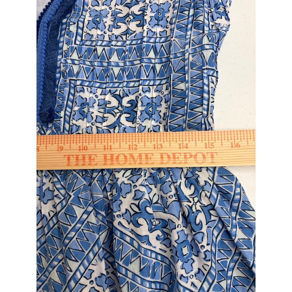Vineyard Vines Cay Scarf Print Pintuck Dress Sz S Fringe Coastal Beach Resort - Picture 10 of 11